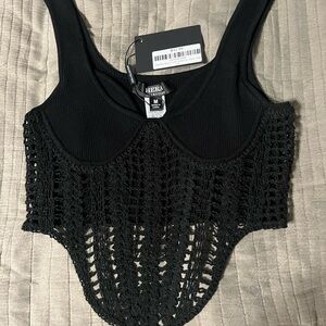 Black Crochet Women's Top